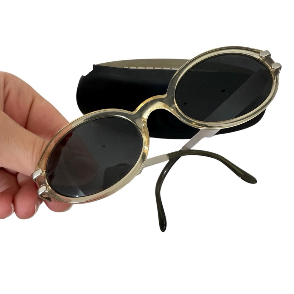 BYBLOS Rare 90s sunglasses vintage signature logo silver oval 165s